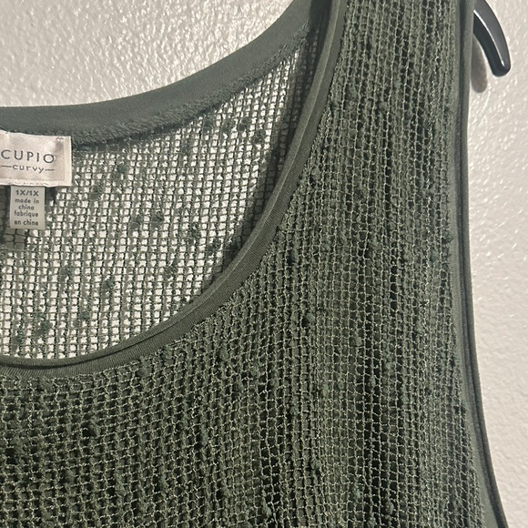 Cupio Olive Green Crochet Layered Tank - Picture 6 of 14